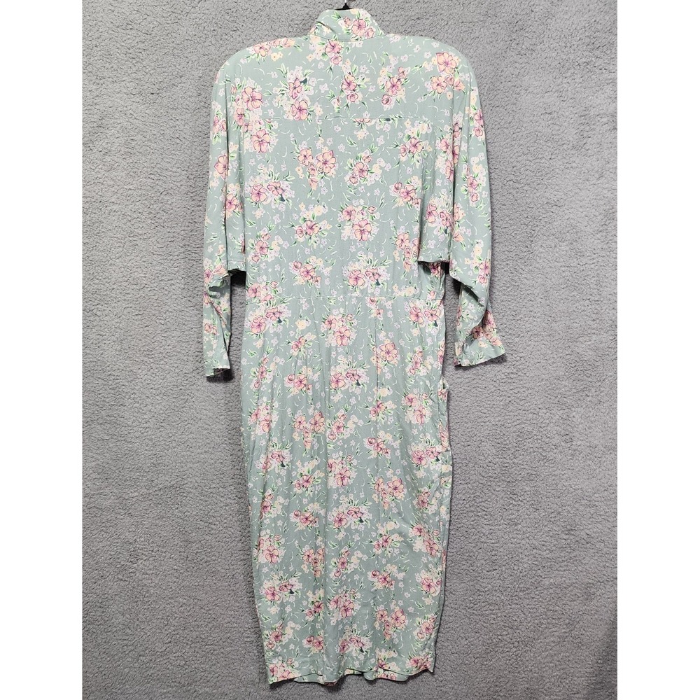 E.D.Michaels Vintage Dress Dolman Sleeve Sage Pink Floral Size 9/10 80's 90's - Picture 8 of 10